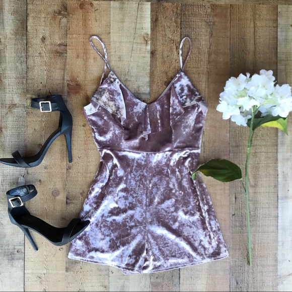 Urban Outfitters Other - ⭐️Fun, Flirty Crushed Velvet ROMPER, BRAND NEW